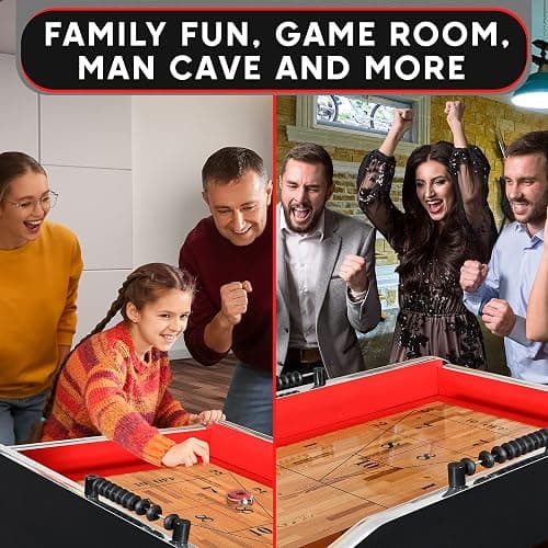 Shuffleboard Table, 9ft Poly Coated Surface, with Accessories, Abacus Style Scoring, Fast Puck Action Play, Indoor and Outdoor Portable Arcade Shuffle Board Game Table for Kids and Adults thumbnail 6