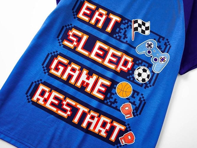 Beezizac Pajamas For Little Big Boys Cozy 3-Piece Soft Short Sleeves Shorts Set & Pants Cool PJ Kid Size 6-18 thumbnail 6