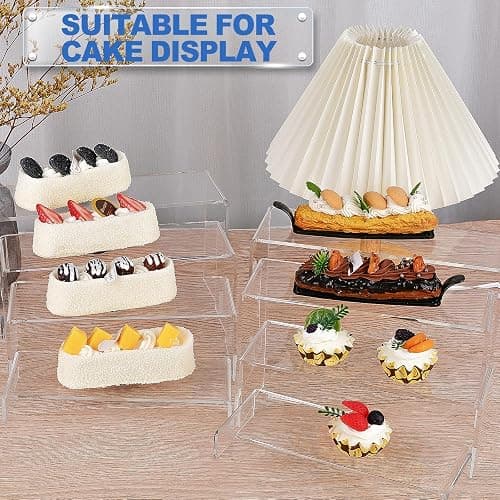 Aheroi Large Acrylic Risers, 8 Pcs 2 Set(7”L~8”L~9”L) Acrylic Display Set Rectangular Stands Shelf Clear Display Risers for Decor, Cake Shelves Retail Shoe Showcase - 8Pcs-Clear thumbnail 7