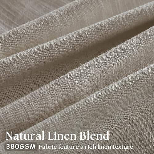 Extra Wide Curtains 90 Inches Long 60 Inch Width for Living Room Bedroom Light Filtering Semi Sheer Farmhouse Pleated Curtain Hooks Rings for Patio Sliding Door Large Window Burlywood Taupe 1 Panel thumbnail 2