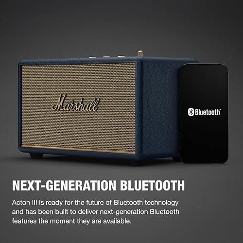 Marshall Acton III Bluetooth Home Speaker - Loud Stereo Sound with Bass and Treble Controls | Plug-in Powered | 3.5 mm Aux Input - Midnight Blue thumbnail 4