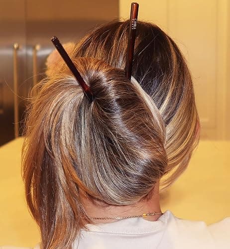 Camila Paris AD28/2 French Twist Stick Hair Pin, Set of 2 Tortoise Shell, Girls Chopsticks Hair Pins for Girls Spiral Updo Chignon Bun Holder, Styling Hair Accessories for Women, Made in France - Tortoise Shell thumbnail 3