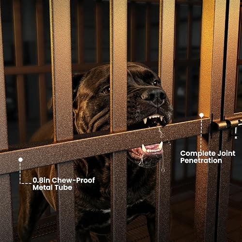 Hiwokk 48 Inch Heavy Duty Dog Crate, Indestructible Kennel for Large Dogs | 38-96" for Small to All Breeds Dogs | Escape Proof Latch | Removable Tray | Chew-Proof Steel | Lockable Wheels | Easy-Clean thumbnail 3
