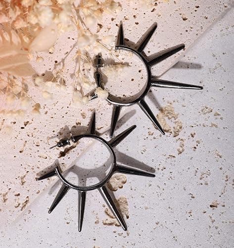 Sacina Gothic Punk Spike Earrings, Zinc Alloy Spike Earrings Pendant, Goth Jewelry Gift for Women, Men, Christmas Gift For Women, Men thumbnail 6