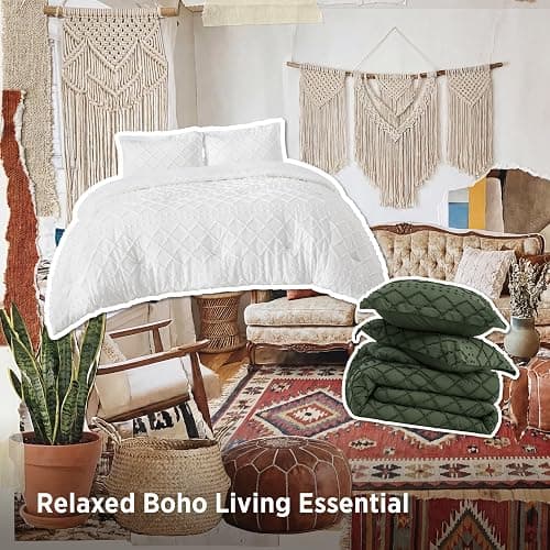 Bedsure Full Comforter Set - White Comforter, Boho Tufted Distressed Vintage Bedding for Kids, 3 Pieces Farmhouse-Style Bed Set for All Seasons, Fluffy Soft Bedding with 2 Pillow Shams thumbnail 3
