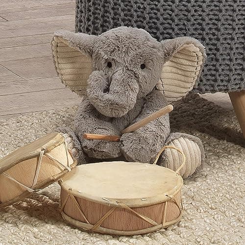 Lambs & Ivy Jungle Safari Gray Plush Elephant Stuffed Animal Toy Plushie - Jett thumbnail 2