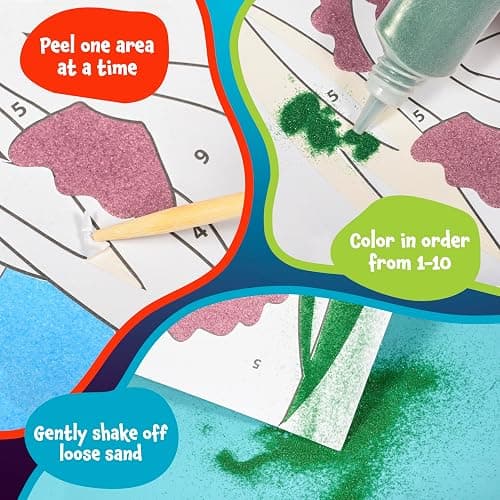 Ready 2 Learn Sand Art Gallery - Color by Number - Sea Life - Sand Art Kit for Kids - 10 Bright Colors - 4 Design Sheets with Frames - 2 Styluses thumbnail 5