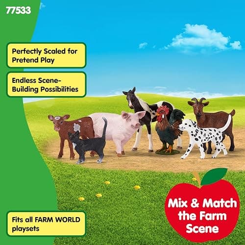 Schleich Farm World - 7 PC Farm Animal Playset with Dog, Cat, Pig, Goat, Rooster, Baby Horse and Cow Toys - Realistic Barnyard Figurines - Fun Educational Figures For Kids and Toddlers Ages 3+ | 77533 thumbnail 5