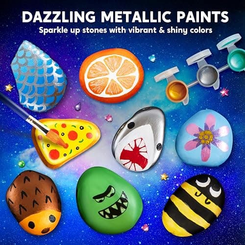 Rock Painting Kit- Glow in The Dark Rock Kit, Arts and Crafts for Kids Ages 6-12, Art Supplies Toy , Kids Craft Paint Kits, Arts & Crafts for Boys Girls Birthday Party Gift Toy thumbnail 7
