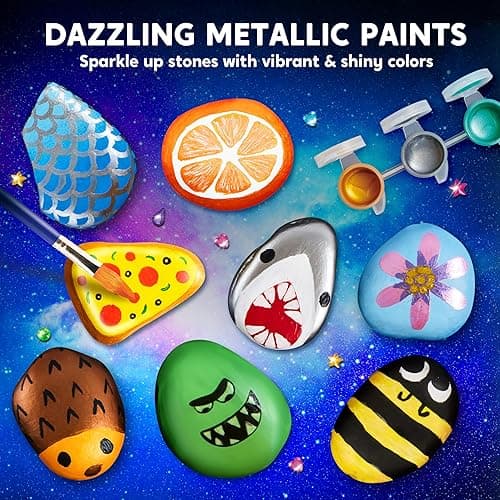 JOYIN Rock Painting Kit- Glow in The Dark Rock Kit, Arts and Crafts for Kids Ages 6-12, Art Supplies Toy, Kids Craft Paint Kits, Arts & Crafts for Boys Girls Birthday Party Gift Toy - Glow in the Dark thumbnail 7