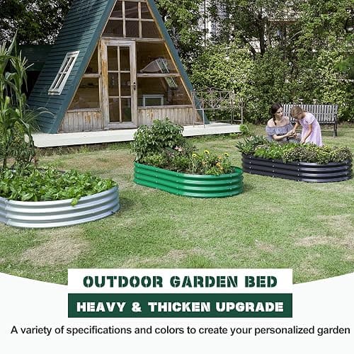 Land Guard Galvanized Raised Garden Bed Kit, Galvanized Planter Garden Boxes Outdoor, Oval Large Metal Raised Garden Beds for Vegetables………… thumbnail 4
