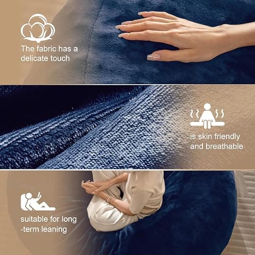 XOFUGEM Bean Bag Chair for Adults,5FT Oversize Floor Bean Bags Offers Ample Space for Adults,Memory Foam Giant Bean Bags,Lounger Versatile Design Suits Any Room,Movie Nights,Reading (Blue, 5FT) thumbnail 4