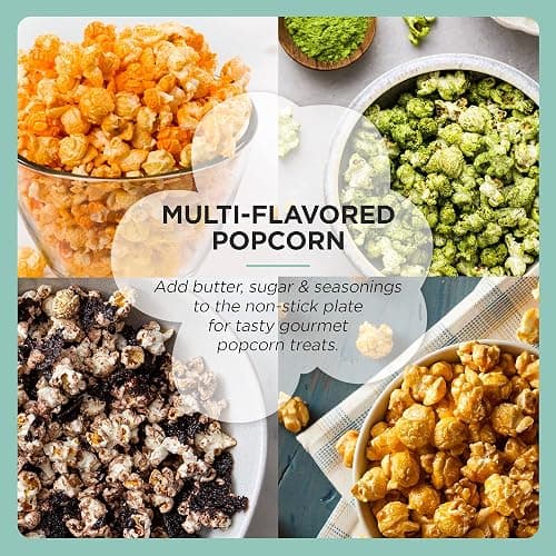 Elite Gourmet EPM330M Automatic Stirring 12-cup Popcorn Maker Popper, Hot Oil Popcorn Machine w/Measuring Cap & Built-in Reversible Serving Bowl, Great for Home Party Kids, Safety ETL Approved, Mint thumbnail 8