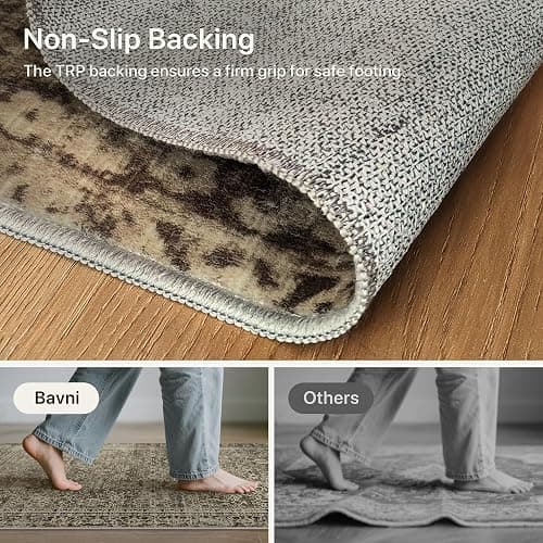 8x10 Area Rug Machine Washable Boho Rug for Living Room,Ultra-Thin Low Pile Carpet,Lightweight Indoor Printed Rug,Non Slip Floral Area Rug for Bedroom, Dining Room, Home Office,Vintage Sage Green thumbnail 6