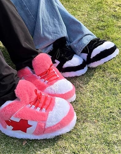 CUTEGAL Sneaker Slippers Star Fluffy Shoes Memory Foam One Size Indoor Comfy and Trendy for Men Unisex Home Pantuflas thumbnail 6