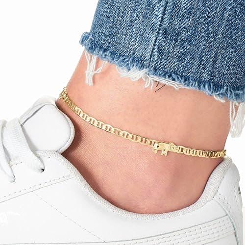 Barzel 18K Gold Plated Flat Marina Elephant Anklet For Women - Made In Brazil thumbnail 2
