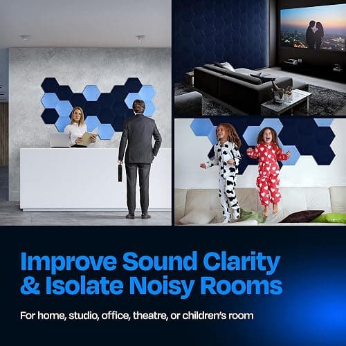 Ekkogo Acoustic Panels 12-Pack [Denim Blue Hexagon] thumbnail 5