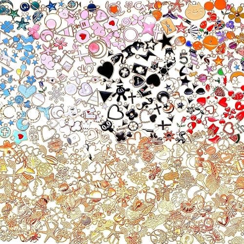 400Pcs Charms for Jewelry Making, Assorted Enamel Bracelet Bangle Charms, Mixed Bulk Metal Necklace Earring Charm for Jewelry Making - Image 1