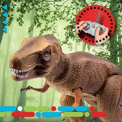 Discovery™ Remote Control T-Rex Dinosaur – Realistic Jurassic RC Action Figure with Walking Legs, Roaring Sounds, Chomping Mouth| Dinosaur Toys for Kids| Boys Toys RC Car Gift| Fun Dino for Ages 6+ thumbnail 3