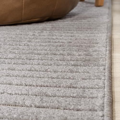 JONATHAN Y Hallie High-Low Curve Gray/Ivory Indoor/Outdoor Area Rug, 10x13, Minimalist, Pet Friendly, Non-Shedding, Stain Resistant, Hose-Washable for Backyard, Patio, Porch (SCN100A-13) thumbnail 12