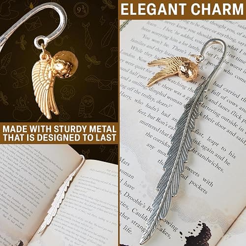 Harry Potter Metal Bookmark with Hanging Charm Golden Snitch Hogwarts Reading Gifts Book Lovers Gift Box (Golden Snitch) thumbnail 5