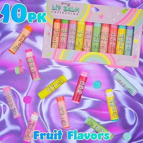 10pc Fruity Lip Balm Collection - Hydrating Lip Balms Infused w/Fresh Fruity Flavors - Vitamin Enriched Nourishing Lip Balm Set - Hydrating thumbnail 5