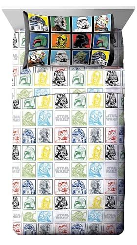 Jay Franco Kids Sheet Set with Fitted, Flat Sheets & Pillow Cover - Ultra-Soft Bedding with Pillowcase for Room Decor, Multi - Star Wars, 3 Piece Twin - Image 1