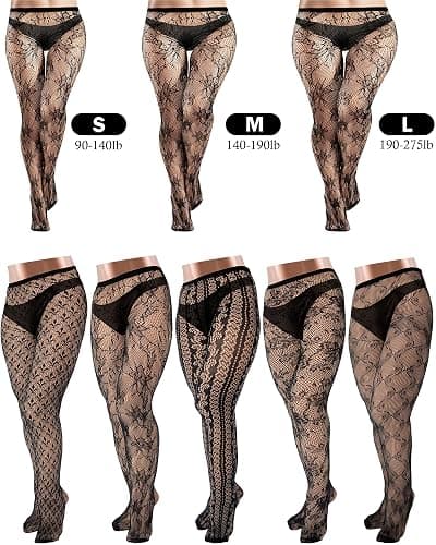 ramede 10 Pairs Fishnet Thigh High Stockings for Women Lace Mesh Fish Nets Tights High Waist Fishnet Leggings Pantyhose thumbnail 3