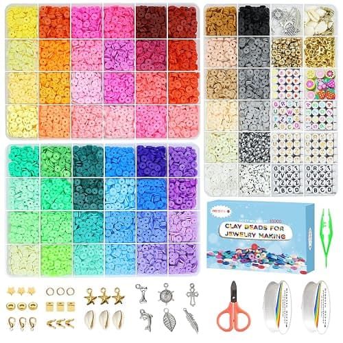 Redtwo 10000 Pcs Clay Beads Bracelet Making Kit | 3 Boxes 60 Colors Beads Set for Friendship Jewelry Making Kit with Charms, Crafts Gifts for Girls Ages 6-12 Kids - Image 1