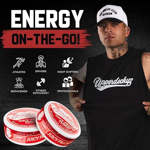 Upperdeckys Caffeine Energy Pouches - 200mg Caffeine Supplement for Energy and Focus - Multi-Pack Nicotine Free Gym Supplements for Men & Women - No Jitters, No Crash & Dip Alternative - 5 Pack thumbnail 3