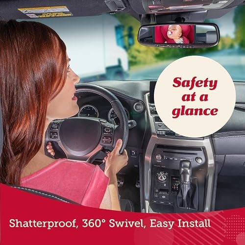 Lusso Gear Baby Car Mirror - Shatter-Resistant Glass & Stable Rear-Facing Headrest Mount - Wide-Angle Baby Mirror for Car Backseat View - Auto Essentials for Babies - 11.5 in, Black thumbnail 3