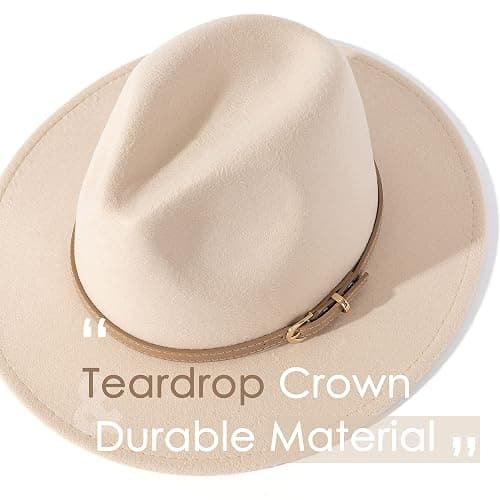 Lisianthus Women Classic Felt Fedora Wide Brim Hat with Belt Buckle thumbnail 2