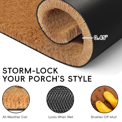 2 Pcs Welcome Door Mat Set, Layered Hello Coir Doormat with Black and White Buffalo Plaid Mat, Front Door Mats with Non-Slip TPR Backing, Farmhouse Modern Door Decor for Porch, Entryway, Patio thumbnail 4