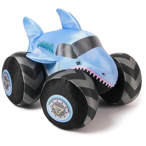 Monster Jam Megalodon 7-Inch Plush Truck with Lights & Sounds | Includes 1 Plush Truck, Soft Body with Squishy Tires, Cuddly Pretend Play, Toys for Ages 3 and Up - Image 1