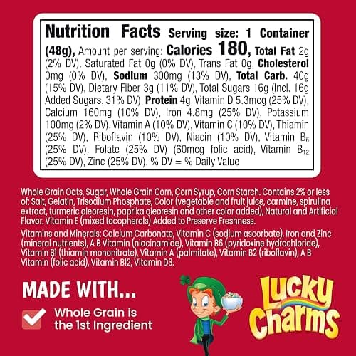 Lucky Charms with Marshmallows Breakfast Cereal Cup, Gluten Free, Single Serve Cereal, 1.7 oz (Pack of 12) thumbnail 2