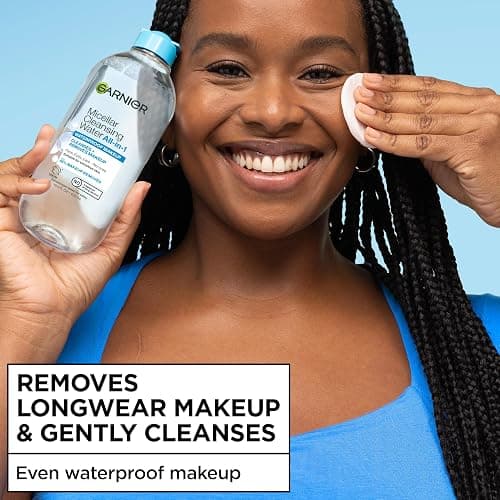Garnier SkinActive Micellar Water For Waterproof Makeup, Facial Cleanser & Makeup Remover, 13.5 Fl Oz (400mL), 1 Count (Packaging May Vary) thumbnail 2