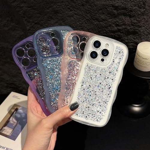 ZTOFERA for iPhone 12 Pro Max Case 6.7", Cute Curly Wavy Design with Glitter Sequins,Luxury Aesthetic Bling Sparkly Shockproof Protective Phone Case for iPhone 12 Pro Max-Glitter Purple thumbnail 6