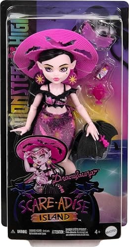 Monster High Scare-adise Island Draculaura Doll with Swimsuit, Sarong & Beach Accessories Like Hat, Sunscreen & Tote thumbnail 6