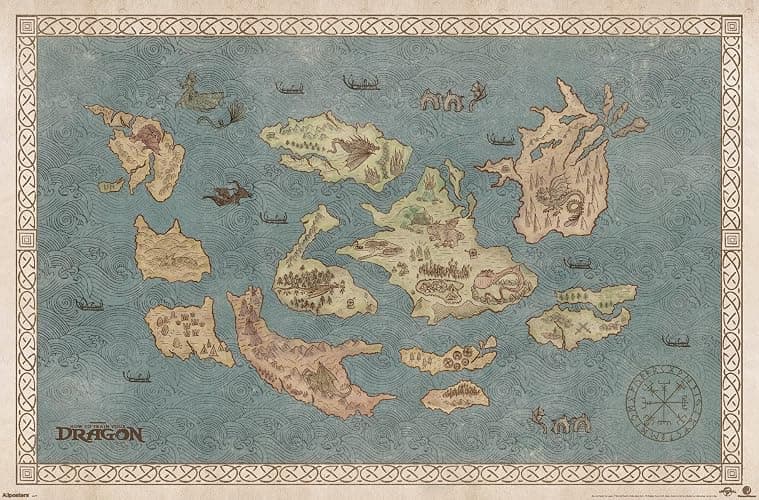 How To Train Your Dragon (2025) - Map Wall Poster, 34L" x 22.4W", Premium Unframed Version - Image 1