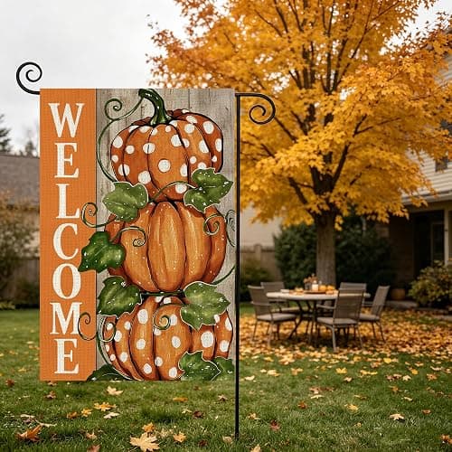 Fall Decorations Garden Flag 12x18 Inch for Outside Double Sided Weather & Fade Resistant Pumpkin Welcome Yard Flags Thanksgiving Outdoor Home Fall Decor thumbnail 9