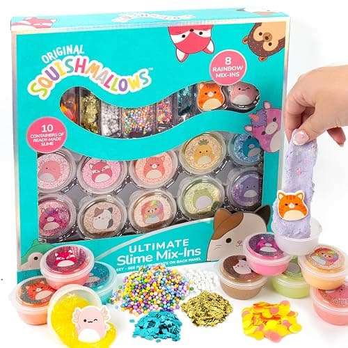 Squishmallows Ultimate Slime Mix'Ins, 10-Pack, Glitter & Cloud Slime, 8 Fun Add Ins, Pre-Made for Kids, Crunchy, Bulk, Great 6 Year Old Toys, Super Soft Sludge Toy - Image 1