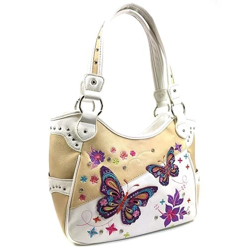 Zelris Butterfly Flower Season Embroidery Conceal Carry Tote Handbag Purse thumbnail 2