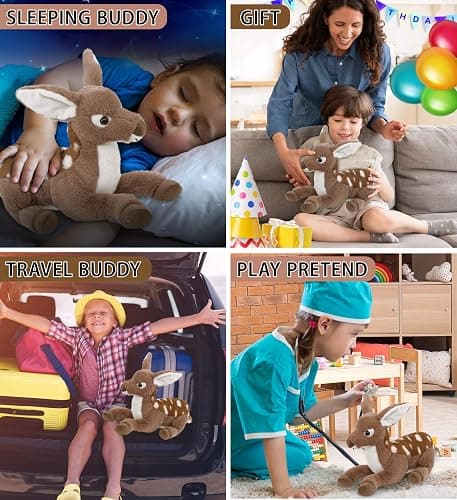 DolliBu Fawn Deer Super Soft Stuffed Animal, Cute Realistic Deer Stuffed Animals for Girls, Boys, Adults Animal Gifts, Kids Nursery Decor for Newborn, Cuddly Soft Baby Plush Toys - 10 Inches thumbnail 4