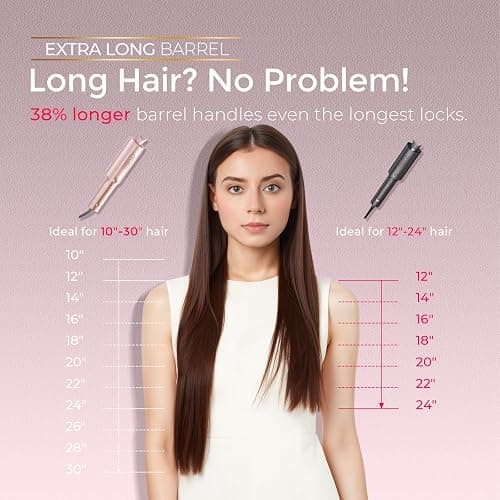 Upgraded Automatic Rotating Curling Iron - TYMO CurlPro Plus Long Barrel Curling Wand for Long Hair, Ceramic Hair Curler for Women, Anti-Scald, Tangle-Free, 600M Ionic, Dual Voltage,Gold Blush, 1 Inch thumbnail 3
