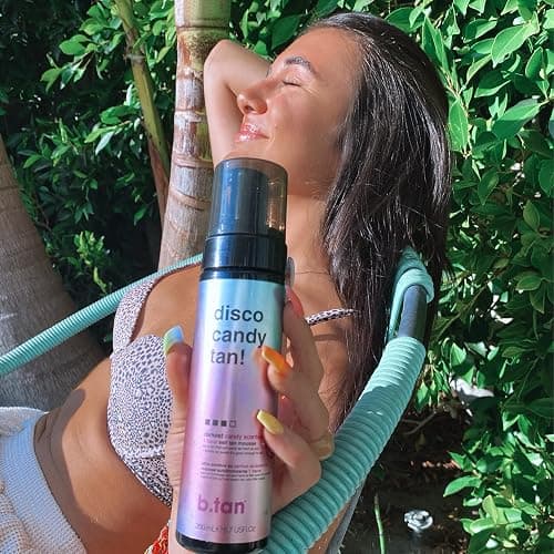 b.tan Dark Self Tanner Mousse | Disco Candy Tan - Best, 1 Hour Express Sunless Tanning Foam, Candy-Scented, Sweat-Proof & Transfer Resistant, No Fake Tan Smell, Vegan, Cruelty Free, 6.7 Fl Oz - disco candy tan thumbnail 9