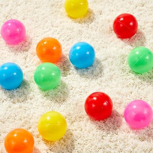 Amazon Basics BPA Free Crush-Proof Plastic Ball, Pit Balls with Storage Bag, Toddlers Kids 12+ Months, Pack of 400 Balls, 6 Bright Colors - 400 Balls - 6 Bright Colors thumbnail 4
