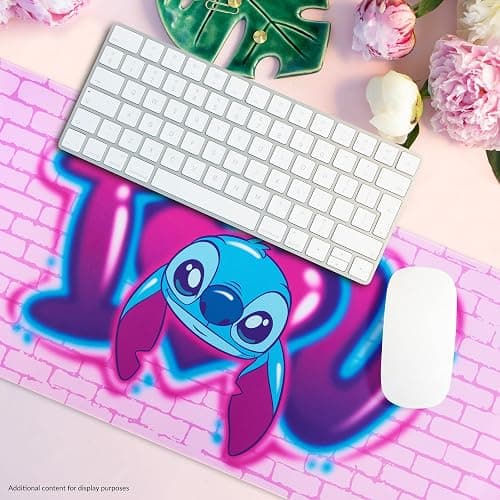 Disney Stitch Desk Mat Large Mouse Mat 80 x 36 cm Baby Yoda Desk Protector Mat PC Laptop Keyboard Stitch Gifts (Pink Stitch) thumbnail 2