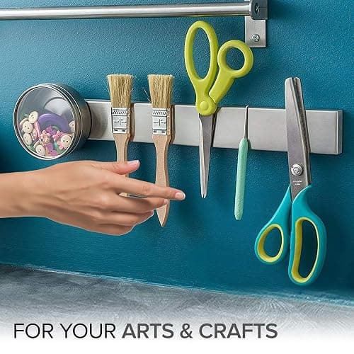 Modern Innovations 16 Inch Stainless Steel Magnetic Knife Bar with Multi-Purpose Functionality as a Knife Holder, Knife Strip, Magnetic Tool Organizer, Art Supply Organizer & Home Organizer - 16 Inch thumbnail 5