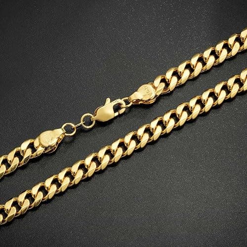 HIMSTORY Cuban Link Chain for Men, 18K Gold Over 925 Sterling Silver 3.5MM/5MM/7MM Cuban Chain Diamond Cut Gold Chain Necklaces Gifts for Boyfriend Father Husband thumbnail 5