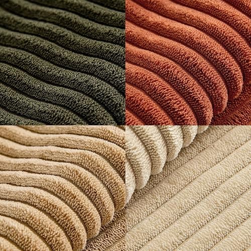 MIULEE Rust-Olive Green Decorative Throw Pillow Covers 18x18 Inch Set of 4 Boho Color-Clash Cushion Cases Farmhouse Pillow Cases Corduroy Striped Home Decor for Couch Sofa Living Room Bed thumbnail 7